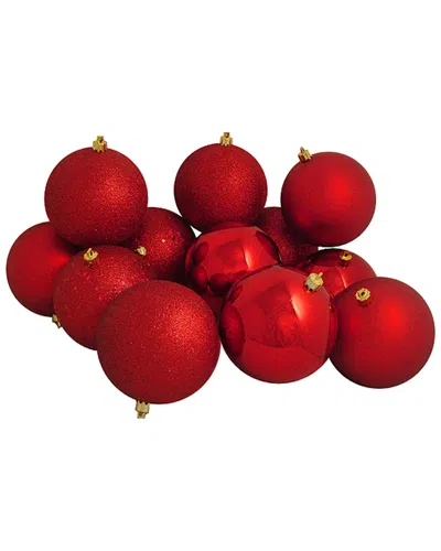 Northlight 12ct Red Shatterproof 4-finish Christmas Ball Ornaments