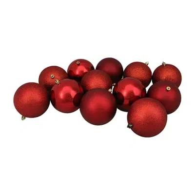 Northlight 12ct Red Shatterproof 4-finish Christmas Ball Ornaments 4'' (100mm)