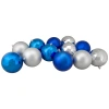 Northlight 12ct Silver And Blue 2-finish Shatterproof Ball Christmas Ornaments 4" In Blue