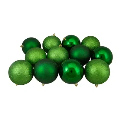 Northlight 12ct Xmas Green Shatterproof 4-finish Christmas Ball Ornaments 4'' (100mm)