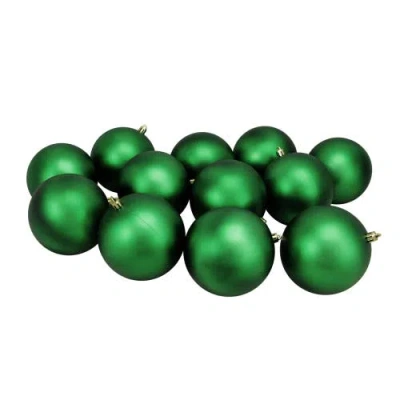 Northlight 12ct Xmas Green Shatterproof Matte Christmas Ball Ornaments 4"