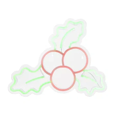 Northlight 12in Led Holly Berries Christmas Window Decor In Green