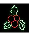 Northlight 12" Led Lighted Neon Style Holly Berries Christmas Window Silhouette In Green