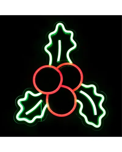 NORTHLIGHT NORTHLIGHT 12IN LED LIGHTED NEON STYLE HOLLY BERRIES CHRISTMAS WINDOW SILHOUETTE