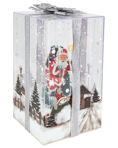Northlight 12in Lighted & Musical Santa Claus Snowing Gift Box
