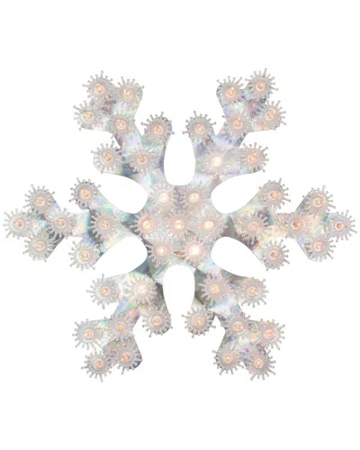 Northlight Lighted Holographic Snowflake Christmas Window Decoration, 12" In Silver