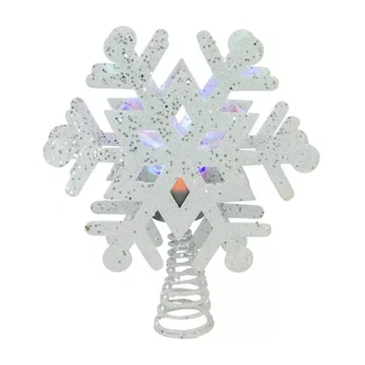 Northlight 12in Prelit Snowflake Christmas Tree Topper In Silver