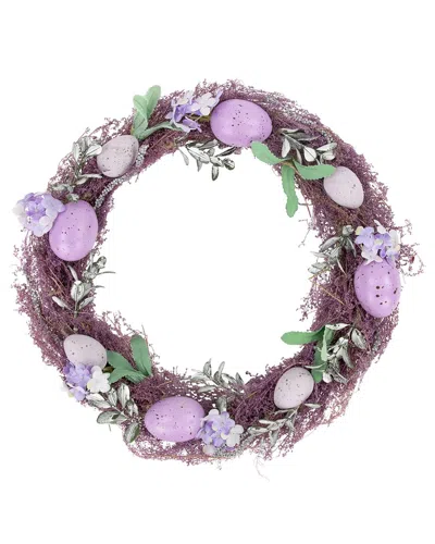 Northlight 12in Speckled Egg Easter Twig Wreath In Purple