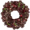 Northlight 13" Red And Gold Glittered Pine Cone And Berry Christmas Wreath In Brown