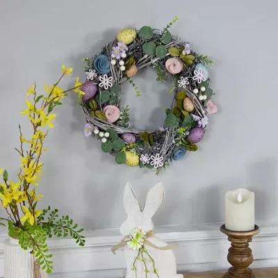 Northlight 13" Speckled Eggs And Flowers Wreath In Multi
