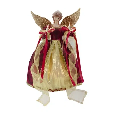 Northlight 13.5'' Lighted Red And Gold Angel With Wings Christmas Tree Topper - Clear Lights In Multi