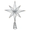 Northlight 13.75" Led Lighted B/o Silver Glittered Geometric Star Christmas Tree Topper In Silver