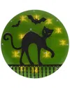 Northlight Lighted Black Cat Halloween Window Silhouette, 13.75" In Green
