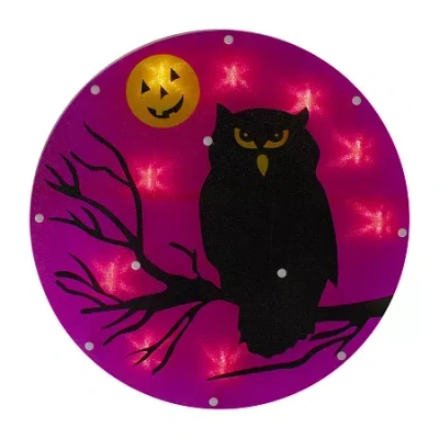 Northlight 13.75in Lighted Black Owl Silhouette Decorative Lantern In Purple