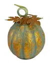 Northlight 13in Autumn Pumpkin Metal Tabletop Decoration In Green