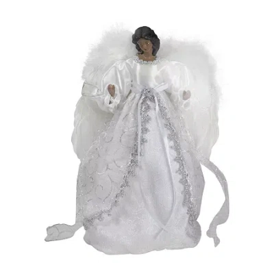 Northlight 14'' African American Silver And White Angel Christmas Tree Topper Unlit
