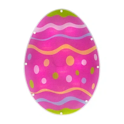 Northlight 14" Battery Operated Led Lighted Egg Window Easter Window Decor In Pink