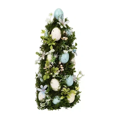 Northlight 14" Blue And White Floral And Foliage Egg Tabletop Tree In Multi