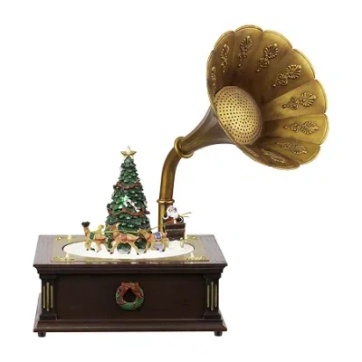 Northlight 14" Led Lighted And Musical Gramophone Animated Plays Music Christmas Tabletop Decor In Multi