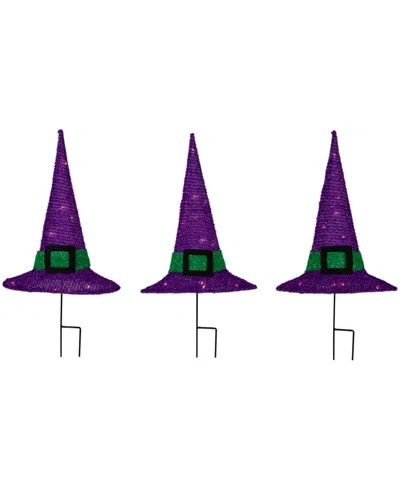 Northlight 14" Led Lighted Purple Witches Hat Outdoor Halloween Pathway Markers