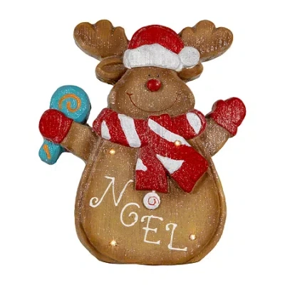 Northlight 14" Led "noel" Gingerbread Reindeer Gingerbread House In Brown