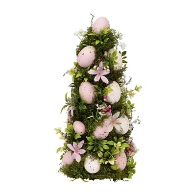 Northlight 14" Pink And White Floral And Foliage Egg Tabletop Tree In Multi