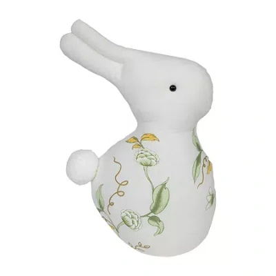 Northlight 14" Plush Soft Floral Rabbit Spring Easter Figurine In White