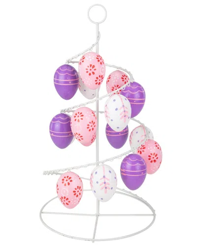 Northlight 14.25in Floral Cut Out Easter Egg Tree In White