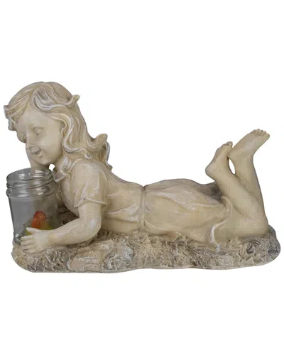 Northlight 14.25in Led Lighted Solar Powered Lounging Girl Outdoor Garden Statue