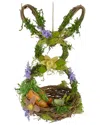 Northlight Artificial Floral Bunny Hanging Easter Basket Decoration In Brown