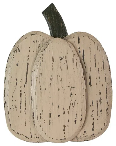 Northlight 14.5in Large Wooden Autumn Harvest Pumpkin Decoration In Beige