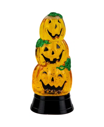 Northlight 14.75" Led Lighted Stacked Jack O' Lanterns Halloween Snow Globe In Orange