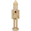 Northlight 14.75" Unfinished Paintable Wooden Christmas Nutcracker With A Crown In Ivory