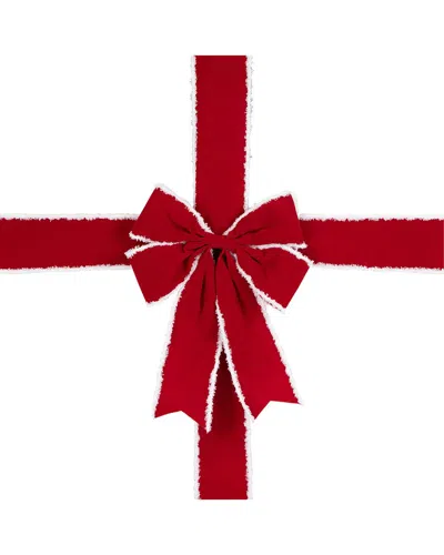 Northlight 14ft Red & White Velvet Christmas Door Bow