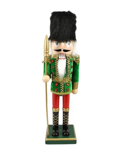 Northlight 14in Decorative Wooden Green Red & Gold Christmas Nutcracker Soldier With Spear