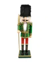 Northlight 14in Decorative Wooden Green Red & Gold Christmas Nutcracker Soldier With Spear