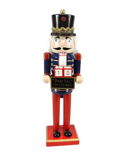 Northlight 14in Decorative Wooden Red Blue & Gold Nutcracker With Christmas Countdown Sign In Multi