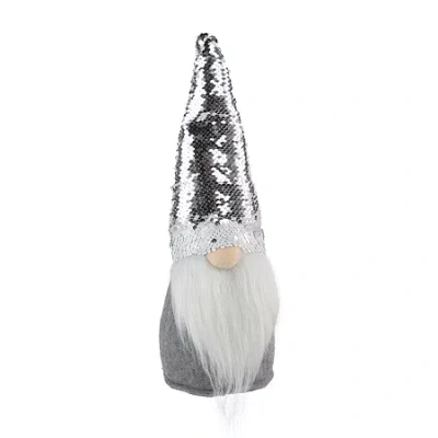 Northlight 14in Gray Standing Christmas With Silver Flip Sequin Hat Christmas Gnome In Multi