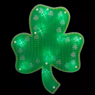 Northlight 14in Led Lighted Green Shamrock Silhouette St. Patricks Day Window Decor