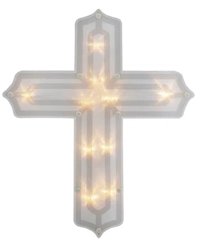 Northlight 14in Lighted Religious Cross Easter Window Silhouette In White
