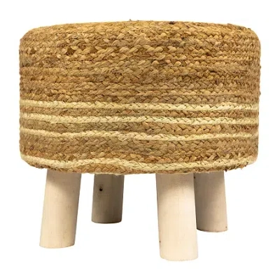 Northlight 15" Braided Jute & Wood Handmade Three Legged Floor Pillow In Sand