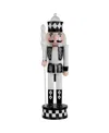Northlight 15" Checkered Nutcracker Soldier With Scepter Christmas Figure In Black