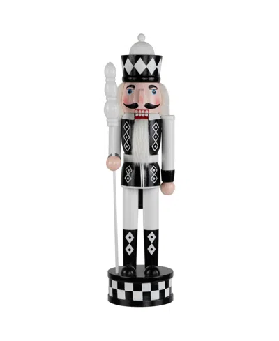 Northlight 15" Checkered Nutcracker Soldier With Scepter Christmas Figure In Black