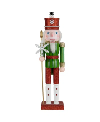 Northlight 15" Glittered Nutcracker With Snowflake Scepter Christmas Figure In Red