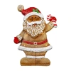 Northlight 15" Led Lighted Gingerbread Santa With Candy Cane Christmas Figurine In Brown