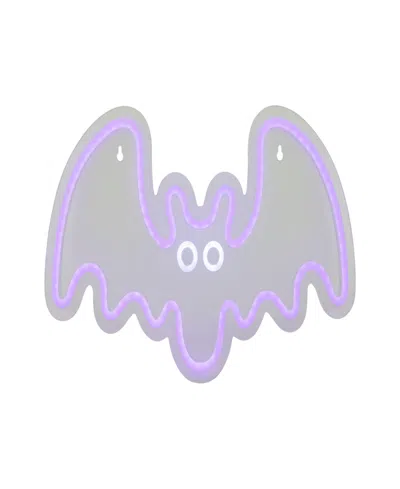 Northlight 15" Led Lighted Neon Style Bat Halloween Window Silhouette In Purple