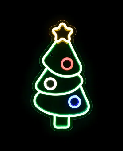 Northlight 15" Led Lighted Neon Style Christmas Tree Window Silhouette In Green