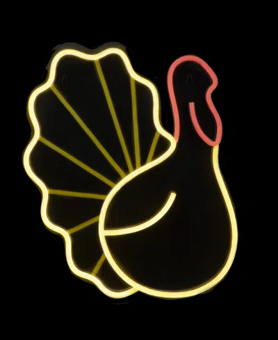 Northlight 15" Led Lighted Neon Style Fall Harvest Turkey Window Silhouette In Yellow