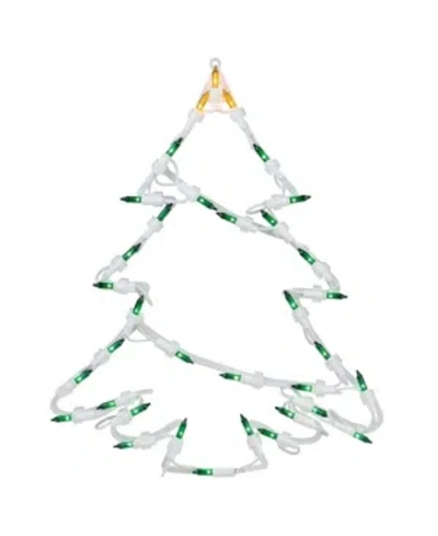 Northlight 15" Lighted Tree Christmas Double Sided Window Silhouette Decoration In Green