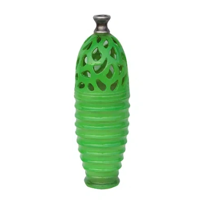 Northlight 15'' Lime Green And Gray Shiny Contemporary Outdoor Patio Cutout Bottom Vase